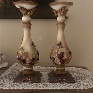 Elegant Cream and Brown Candle Holders